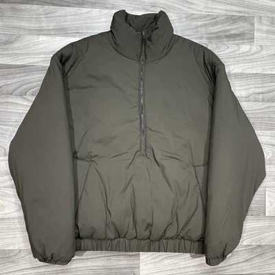 Fear of God Essentials Half Zip Puffer Jacket Mens M Mocha Brown Pullover FOG - Image 1 of 4