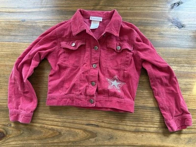 American Girl Little Girls Jacket Size Small Corduroy Lightweight Pink Star - Image 1 of 4