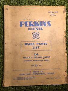 Original Perkins L4 diesel engine spare parts list book, suit Fordson N tractor