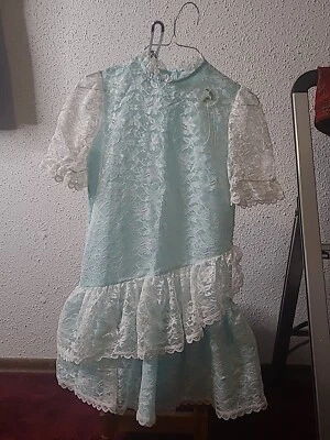 Vintage Robyn Sue Girl Lace Dress Ruffle Cottagecore Prairie Play Dress Up 10 PP - Image 1 of 4