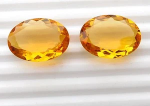 43 Cts 2 Pcs Lab Created Citrine Oval Cut Lot Loose Gemstone 18X25 MM C-1590 - Picture 1 of 3