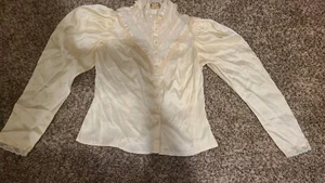 Gunne Sax Blouse Jessicas Gunnies Satin Hippie Boho Victorian Cottagecore Sz 11 - Picture 1 of 13