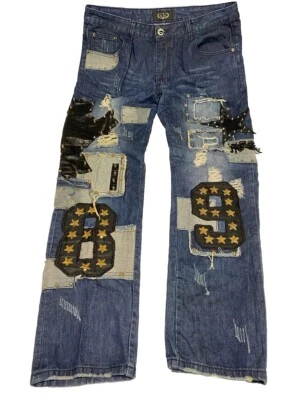 Gold Leaf 男式 38 件装饰镶嵌牛仔裤蓝色 — 第 1/4 张图片