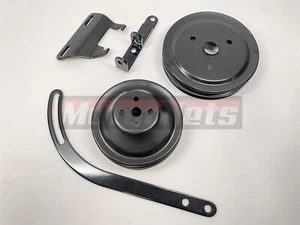 Kit de bomba de agua corta de 2 ranuras y polea de manivela con soportes de alternador para SB Chevy - Imagen 1 de 3