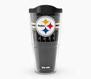 PITTSBURGH STEELERS, 24oz DOUBLE WALL, TUMBLER FROM TERVIS WITH LID INCLUDED - Picture 1 of 4