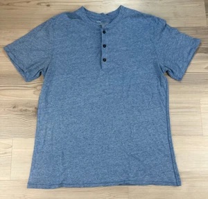 Public Opinion Henley Men’s T-Shirt Blue Short Sleeve Crew Neck Size M - Picture 1 of 6