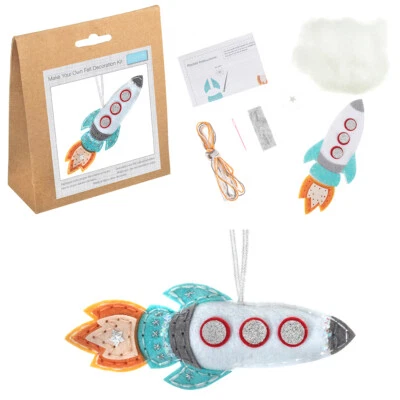 CRAFTY CAPERS Space Rocket | Felt Sewing Kit | Hanging Ornament | Adults & Older Kids