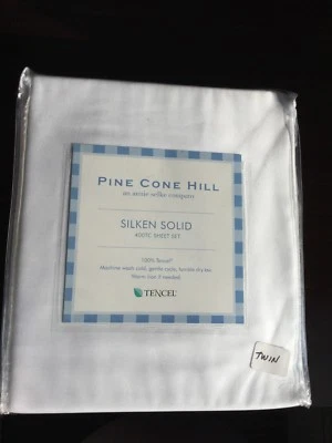 Juegos de sábanas Pine Cone Hill blancas seda sólidas 100 % Tencel talla doble Foto 1 de 2