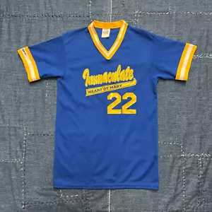 Camiseta deportiva de béisbol vintage de los 90 Majestic Immaculate Heart of Mary azul mediano - Imagen 1 de 12