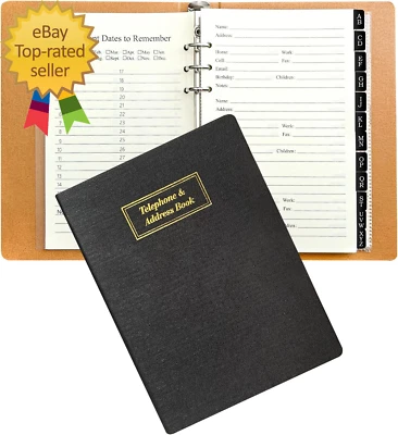 Refillable Address Book with Alphabetical Tabs, W/Pockets, 648 Large Print - Image 1 of 4