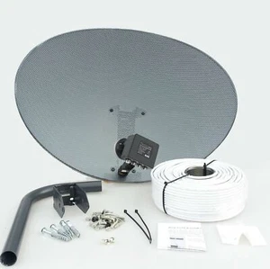 Zone 2 Satellite Dish & Quad LNB + Full 40m Single White Kit for Sky HD Freesat - Picture 1 of 6