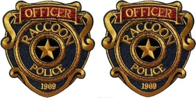 Resident Evil Raccoon Police Officer Embroidered PATCH | 2PC IRON ON 3.5" x 3"