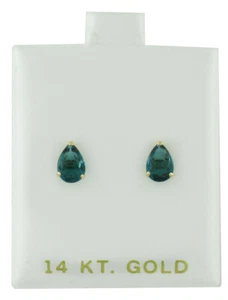 GENUINE 2.16 Cts BLUE ZIRCON STUD EARRINGS 14K GOLD - Free Certificate Appraisal - Picture 1 of 4