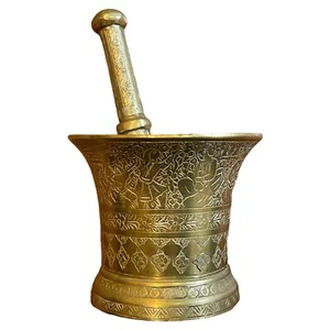 Vintage/Antique Gilded Bronze 4” Mortar & 7” Pestle 4lbs 4oz - Picture 1 of 5