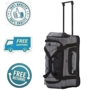 New Gray Black Rolling Travel Duffel Bag Wheeled Luggage with Telescopic Handle - Picture 1 of 12