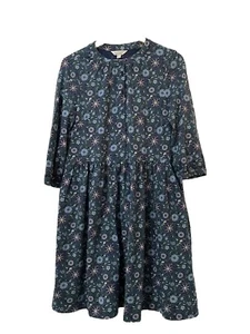 Seasalt Dod Dress Organic Cotton Blend Green Floral Pockets UK10 - Picture 1 of 11