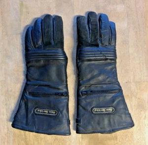 VTG Hein Gericke Insulated Padded Black Leather Riding Gloves - Size Medium - Picture 1 of 3