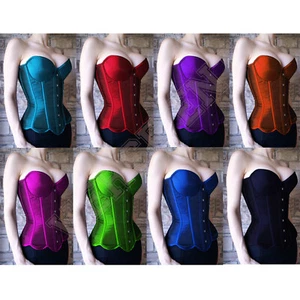 Women's Heavy Duty Double Steel Boned Body Waist Training Over Bust Satin Corset - Picture 1 of 11