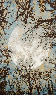 Nature Print Abstract Oriental Wool/ Silk Area Rug Hand-knotted Wool Carpet 6x8 - Image 1 of 4