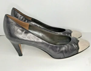 Vintage Deliso Womens Pumps Brown Ivory Size 8 1/2 B Beautiful - Picture 1 of 7