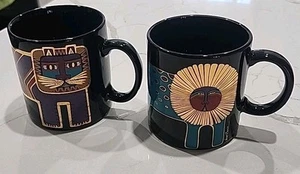Laurel Burch schwarz lila gold vergoldet Löwe Sammlerstück Kaffeebecher Tasse Japan - Bild 1 von 5