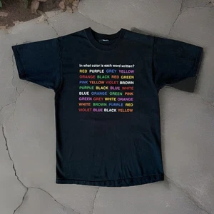 Vintage Color Words Shirt L Black 90s Made in USA Streetwear Crayons Art Glam - Picture 1 of 7