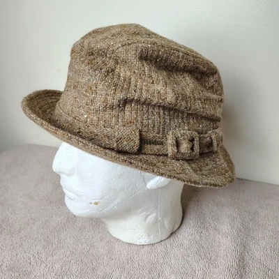 Sombrero Fedora Vintage Alwayson Tweed Hombres 7.5 Marrón Clásico Hecho en EE. UU. Estilo Retro Foto 1 de 4