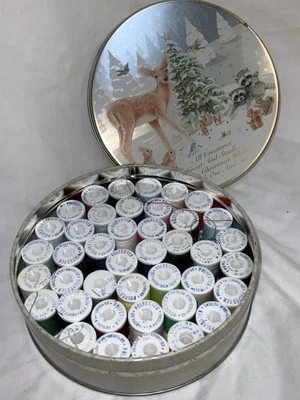 42 Vintage Spools Of Polyester Thread In Tin - Image 1 of 4