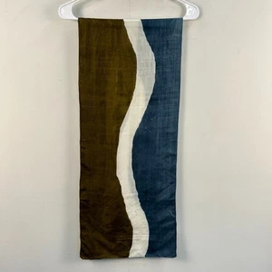 Womens Scarf Neck Rectangle Green White Blue Silk Satin 12"x58" Wrap Woven 17079 - Picture 1 of 7