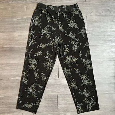 Pantalones Y2K CitiKnits Slinky Hoja Estampado Elastizados Pull On Cachicho Naturaleza Talla L Foto 1 de 4