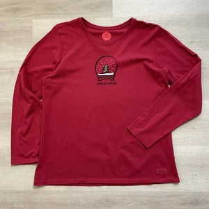 Life is Good Classic Fit Crusher T-Shirt Weihnachten Schneekugel reine Baumwolle rot XL  - Bild 1 von 13