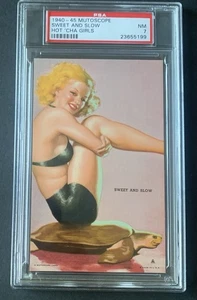 1940-45 Mutoscope Hot 'Cha Girls Pinup SWEET AND SLOW (MS230) Moran - PSA 7 - Picture 1 of 2