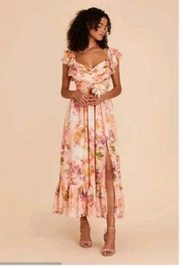 Maxi Vestido Gris Pájaro Edición Limitada Michelle Gasa Coral Puesta de Sol Peonías MED - Imagen 1 de 8