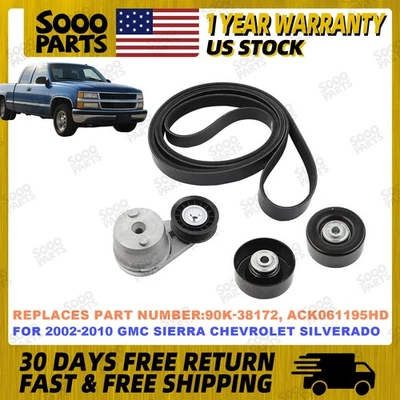 Serpentine Belt Drive Component Kit For Chevrolet Chevy Silverado 2500 HD Foto 1 de 4