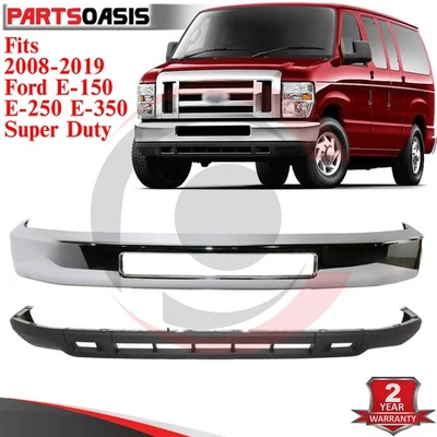 Kit de parachoques delantero cromado y cenefa para Ford E-150 E-250 E-350 Super Duty 2008-19 Foto 1 de 4