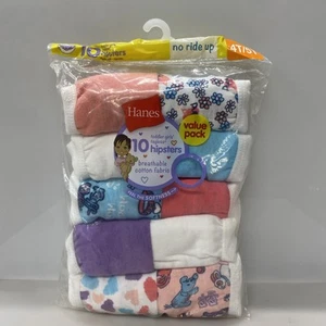 Hanes Girls 10 Pack 100% Cotton Hipster Panties Assorted Colors Size 4T-5T - Picture 1 of 3