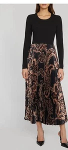 Elie Tahari Dress Mave Long Sleeve Mixed Media Maxi Dress $375 - Picture 1 of 5