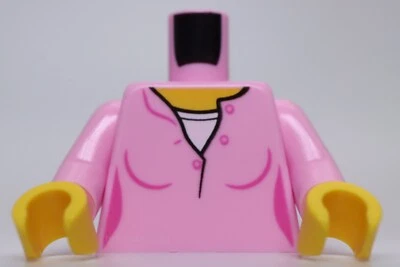 Lego Bright Pink Torso Female Top with Yellow Neck and White Undershirt Pattern - Image 1 of 2