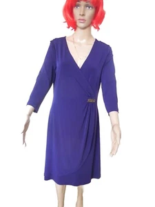 ROCKMAN MOTHER OF THE BRIDE DRESS. SIZE 10. DARK PURPLE BLUE. 3/4 SLEEVE., - Picture 1 of 9