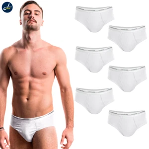 (6-Pack) J.Press Men’s Briefs Full-Cut Fly Front White Soft Cotton Blend M-XXXL - Picture 1 of 3