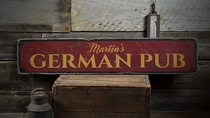 German Pub, Custom Family Last Name - Rustic Distressed Wood Sign - Picture 1 of 2