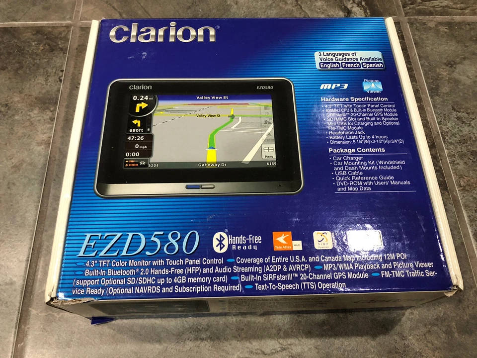 New Clarion EZD580 EZDrive Ultimate Navigation Unit 4.3" Touch Screen GPS Unit - Image 1 of 4