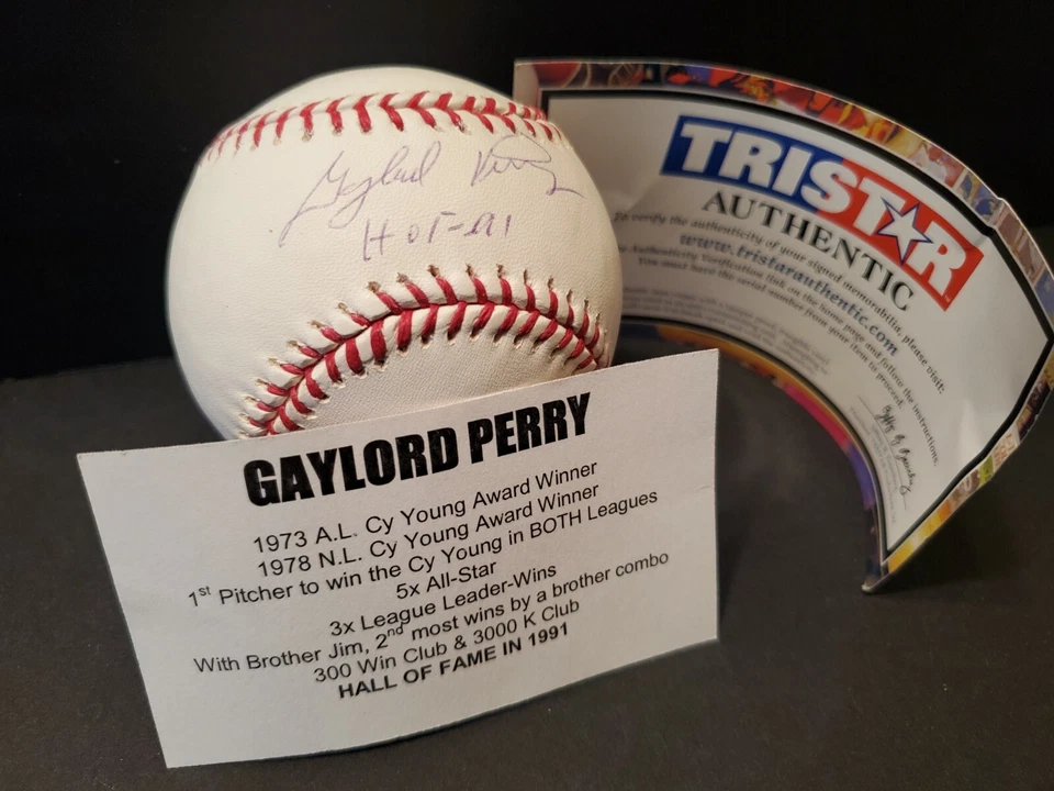 Gaylord Perry Signed Auto HOF 91 Inscribed Baseball TRISTAR COA  - Image 1 of 4