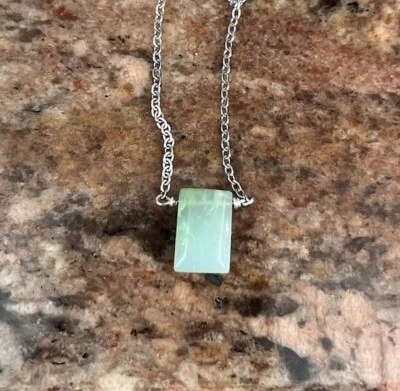 Art Show CHALCEDONY Gemstone Pendant Necklace 24” Chrysoprase Minimal Green Blue - Изображение 1 из 4