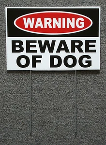 WARNING - BEWARE OF DOG   8"x12"  NEW with Stake Security Surveillance white - Picture 1 of 1