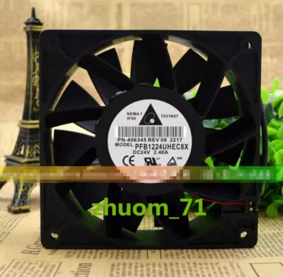 1PC Delta PFB1224UHEC8X 12038 24V 2.40A 12cm high wind inverter cooling fan - Image 1 of 3