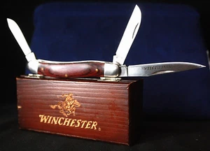 WINCHESTER Three (3) Blade Stockman Pocket Knife with Original Wooden Box - Picture 1 of 14