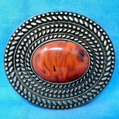 Hebilla de cinturón Southwestern tono plata metal naranja ahumado montaje de colección P vaca.MMR188 Foto 1 de 4