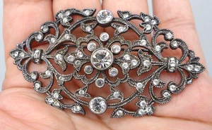 Filigrane Brosche Strass Blumen Tulpe Viktorianisch Edwardianisch Mittelalter Titanic EUC - Bild 1 von 7