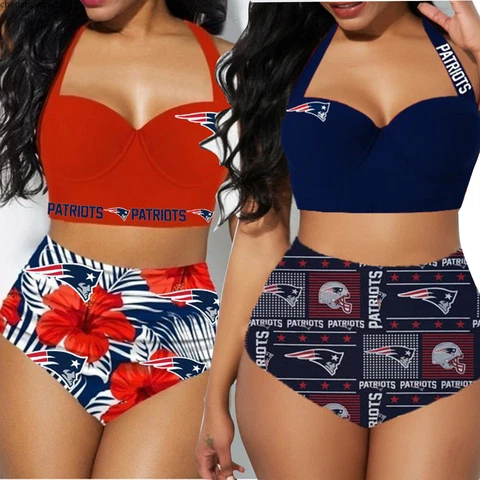 New England Patriots Women Beach Swimsuit High Waist Bikini Set Push Up Swimwear Cover